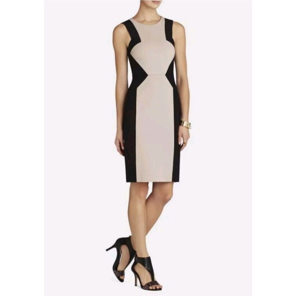 BCBG MAXAZRIA Black Off White Evelyn Dress Size 4
